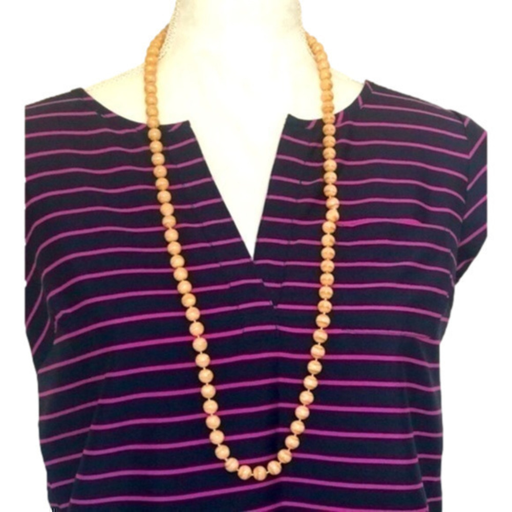 Peach And Mocha Beaded Long Necklace